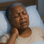 Mal de cou d’une femme qui essaye de dormir